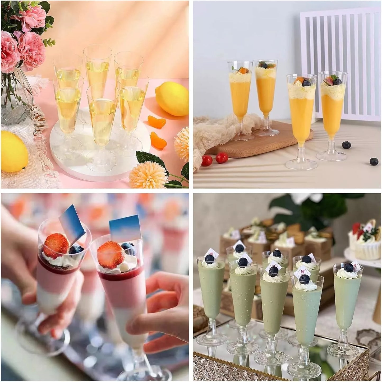 Plastic Champagne Flutes - Reusable Party Drinkware, 8 x 140ml