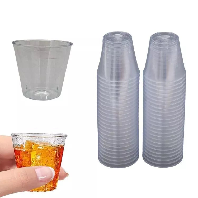 Reusable Plastic Shot Glasses - Ideal for Parties & Mini Desserts, 50 x 1oz/30ml