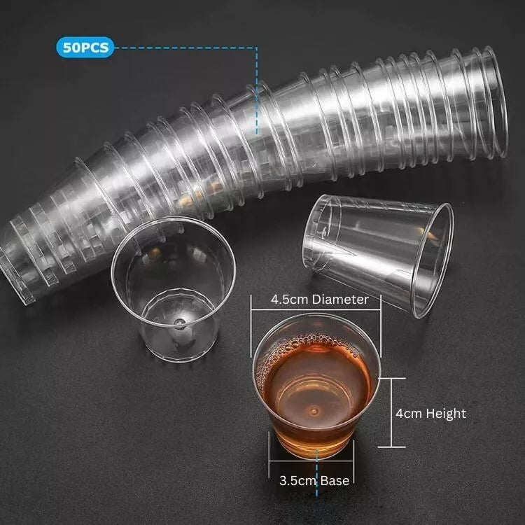Reusable Plastic Shot Glasses - Ideal for Parties & Mini Desserts, 50 x 1oz/30ml