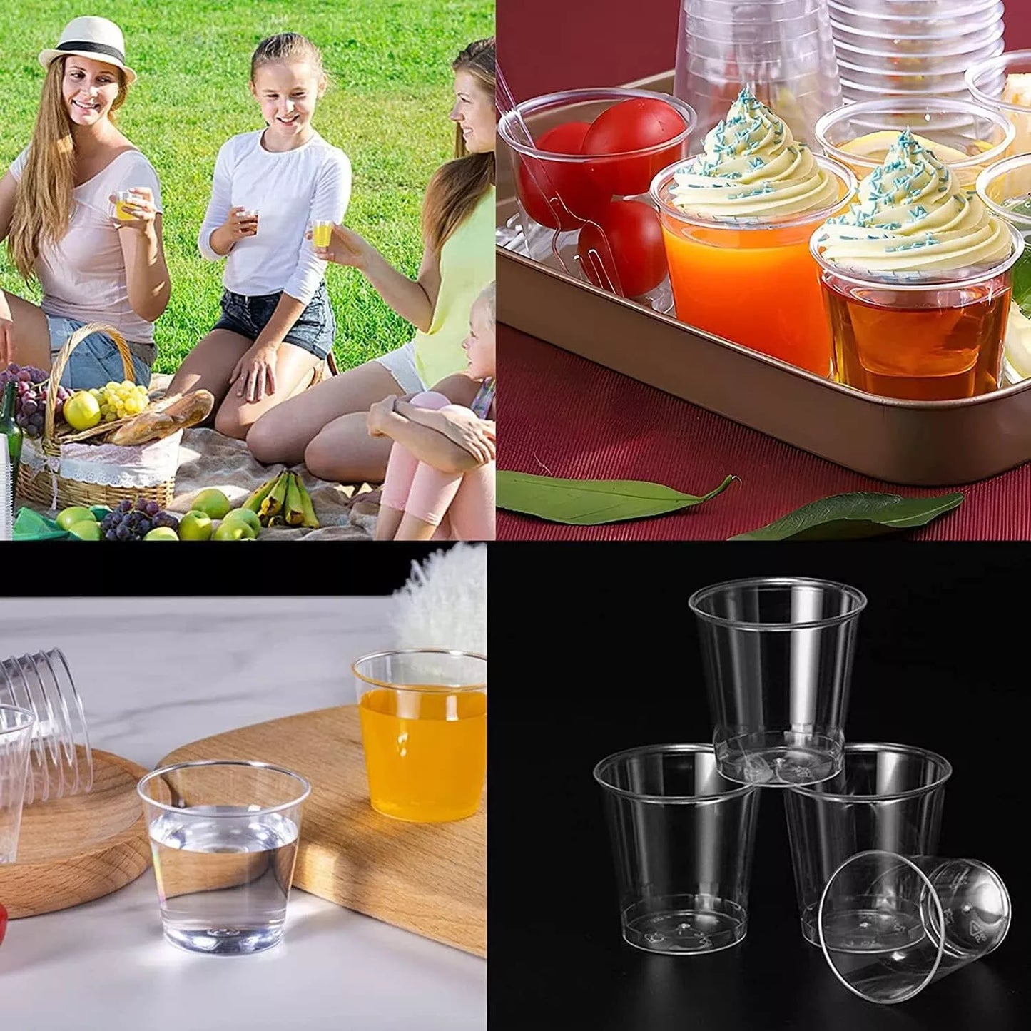 Reusable Plastic Shot Glasses - Ideal for Parties & Mini Desserts, 50 x 1oz/30ml