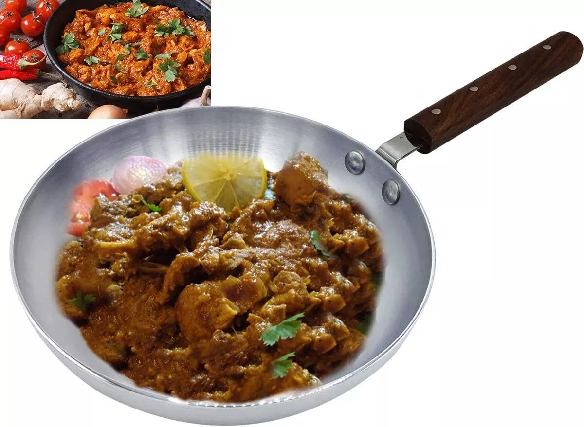 Kitchen King Aluminum Super Fry Pan with Wooden Handle, Available in 23cm, 26cm, & 30cm