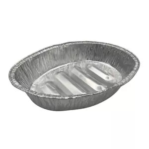 Extra Large Aluminium Oval Tray, Disposable Roasting Pan - 48.6 x 33.5 x 8.5cm