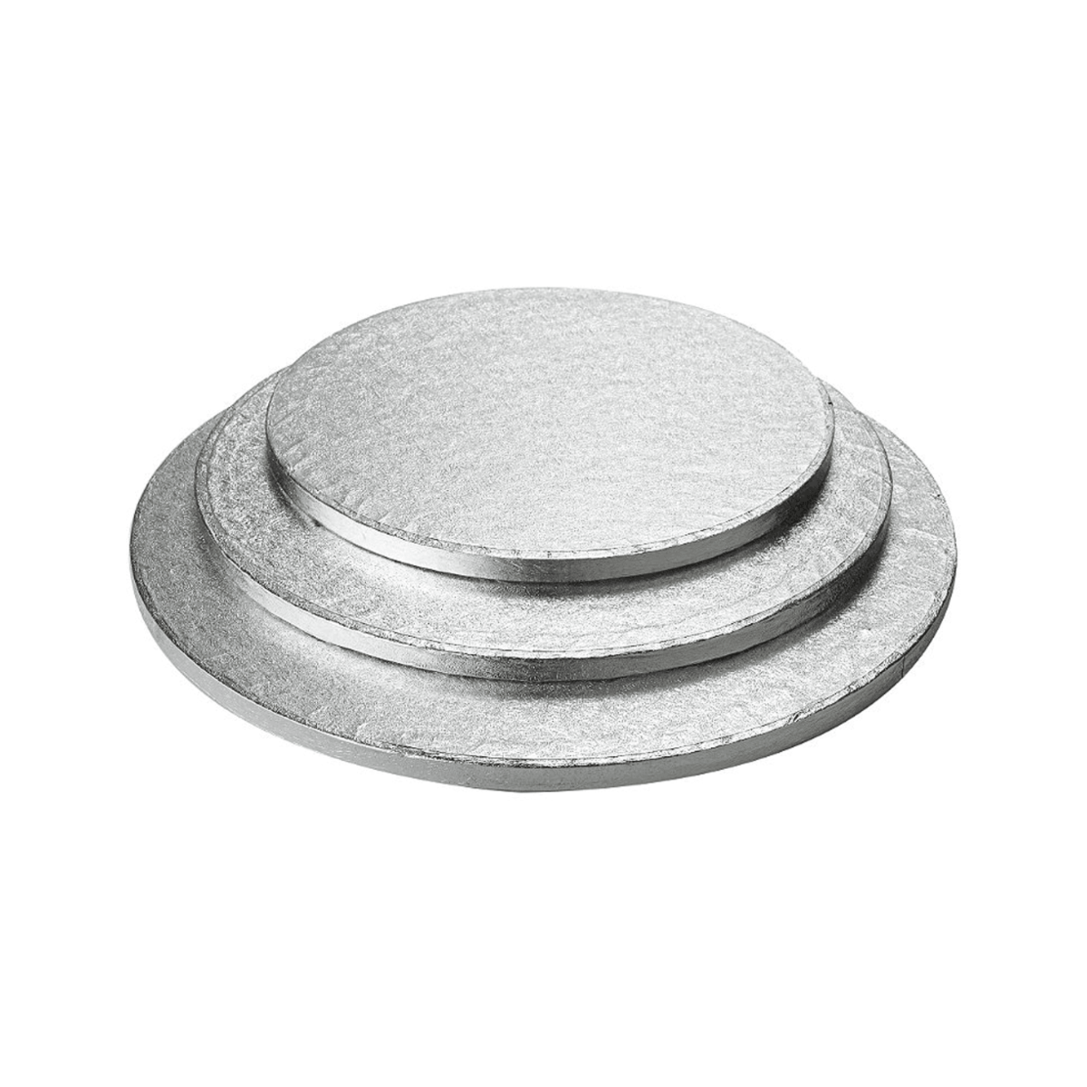 Silver Round Set of 3 Small,Medium & Large Cake Drums/Base Thick Board 8",14",16"