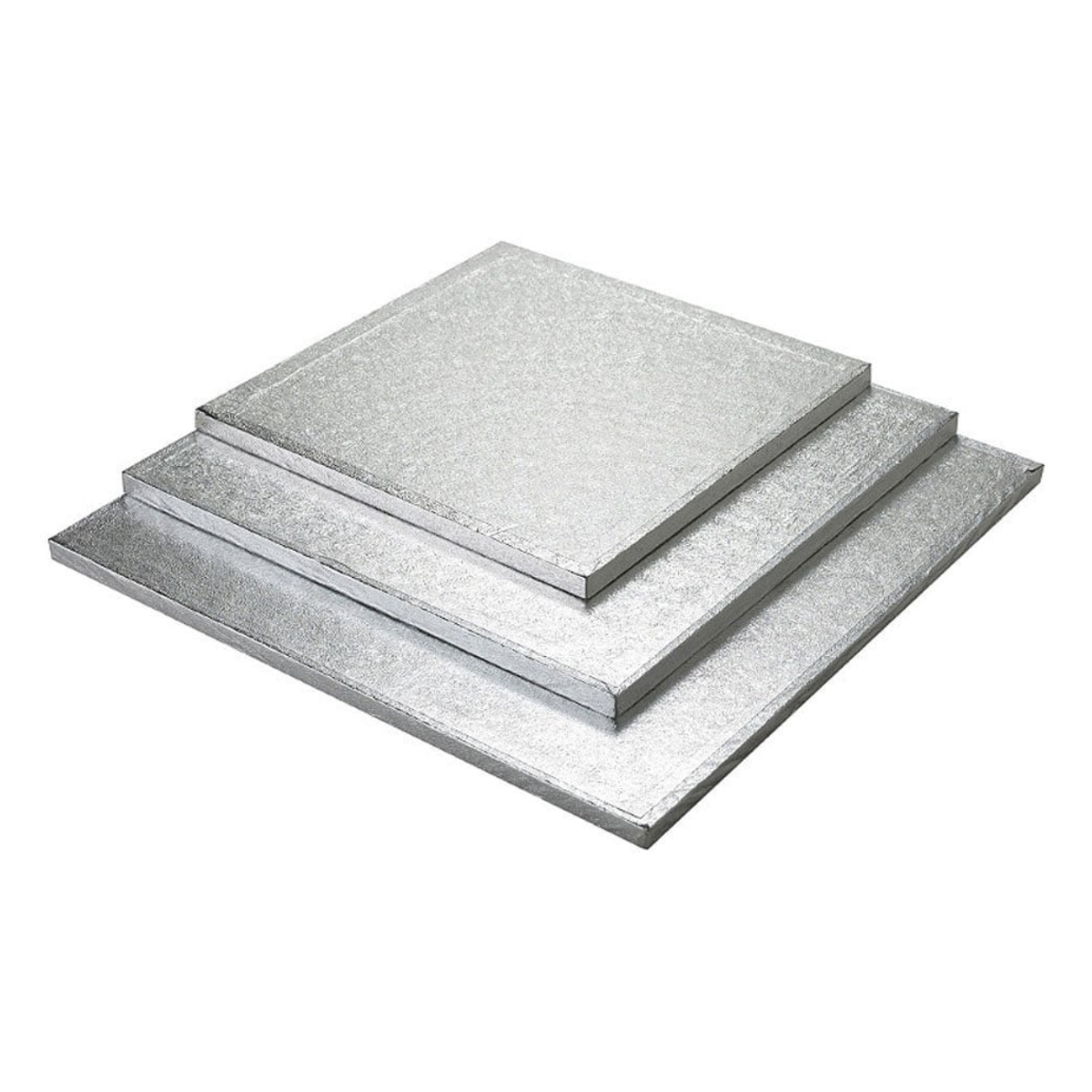 Silver Square Set of 3 Small,Medium & Large Cake Drums/Base Thick Board 8",14",16"
