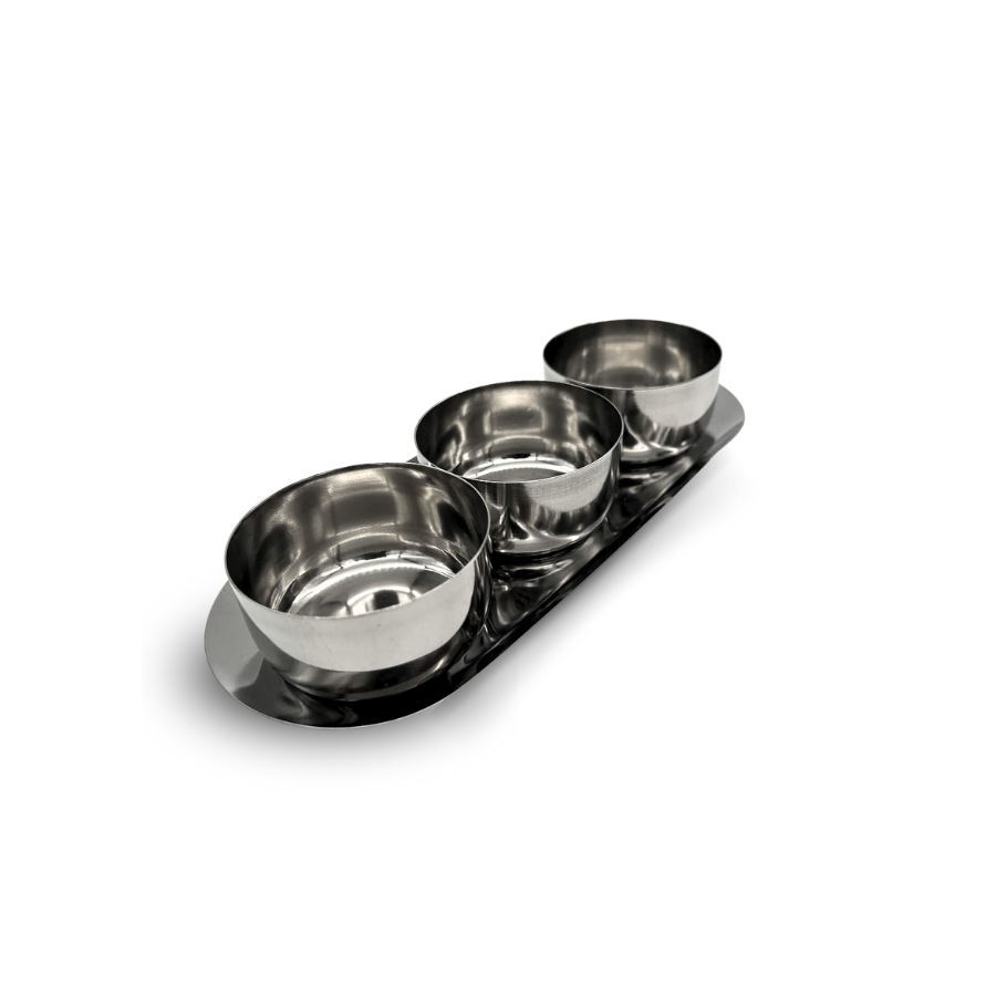 Set of 4 Stainless Steel Mini Serving Relish Dishes