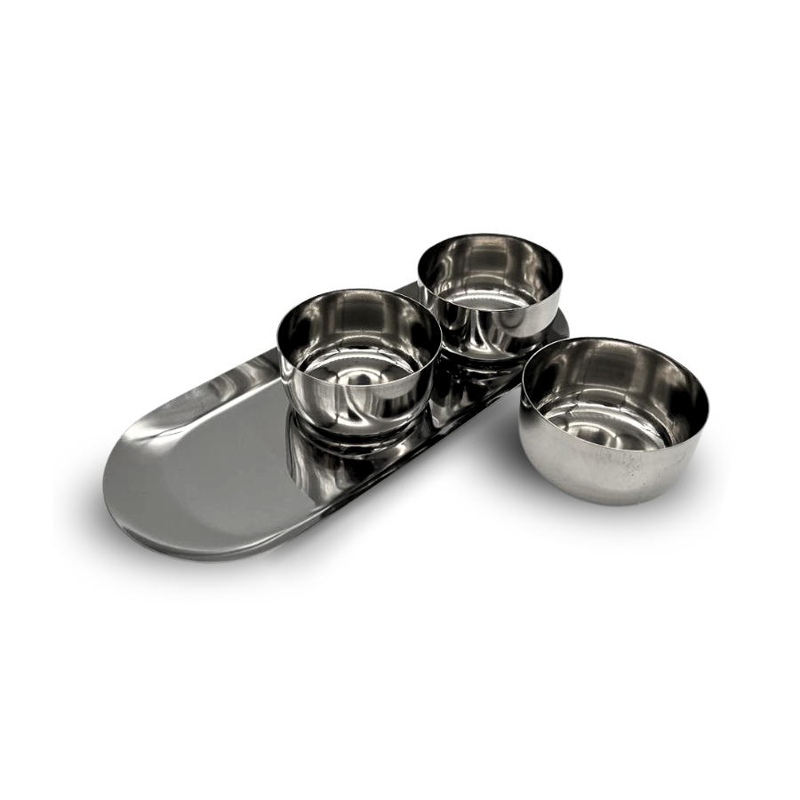 Set of 4 Stainless Steel Mini Serving Relish Dishes