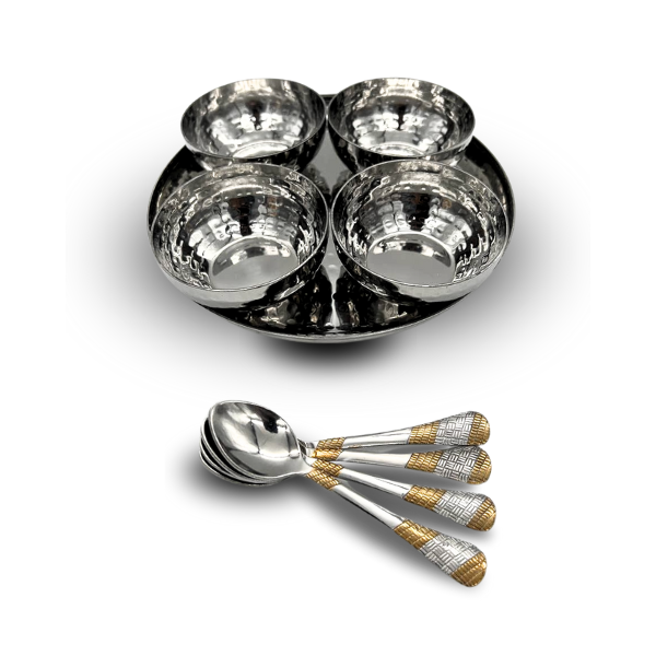 Set of 9 Heavy duty Hammered Stainless Steel Serving Relish Dishes