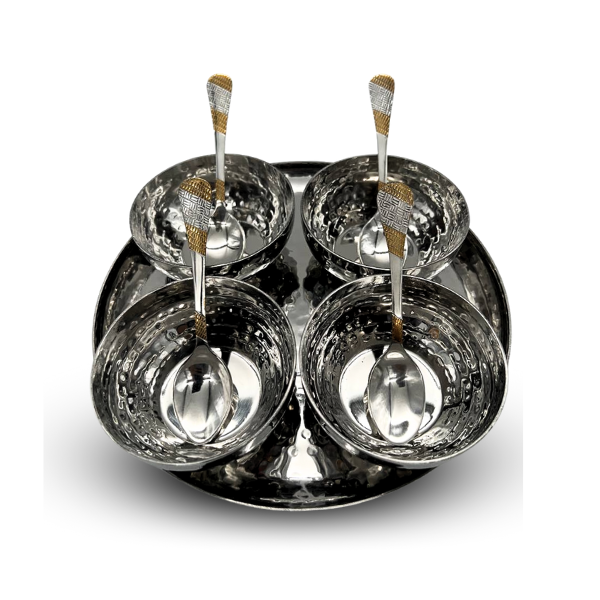 Set of 9 Heavy duty Hammered Stainless Steel Serving Relish Dishes