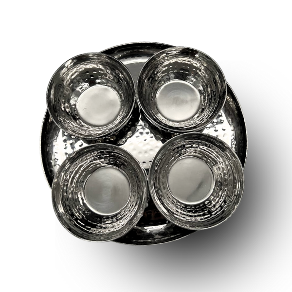 Set of 9 Heavy duty Hammered Stainless Steel Serving Relish Dishes
