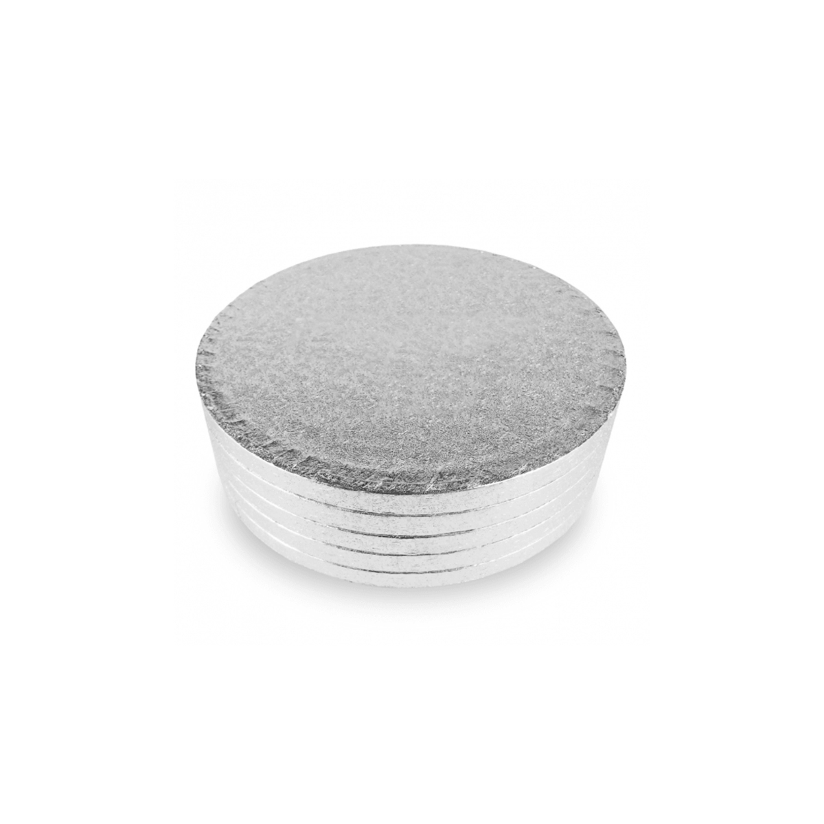 Round Embossed Set of 5 Medium Cake Drums Thick Board Silver 10"