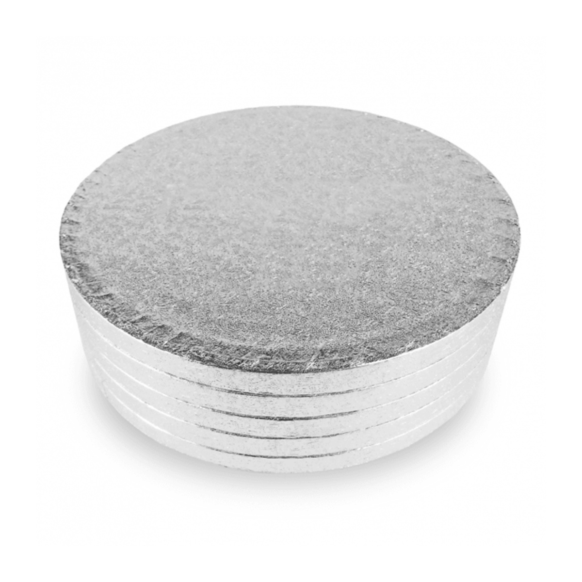 Round Embossed Set of 5 Cake Drums Thick Board Silver 16"