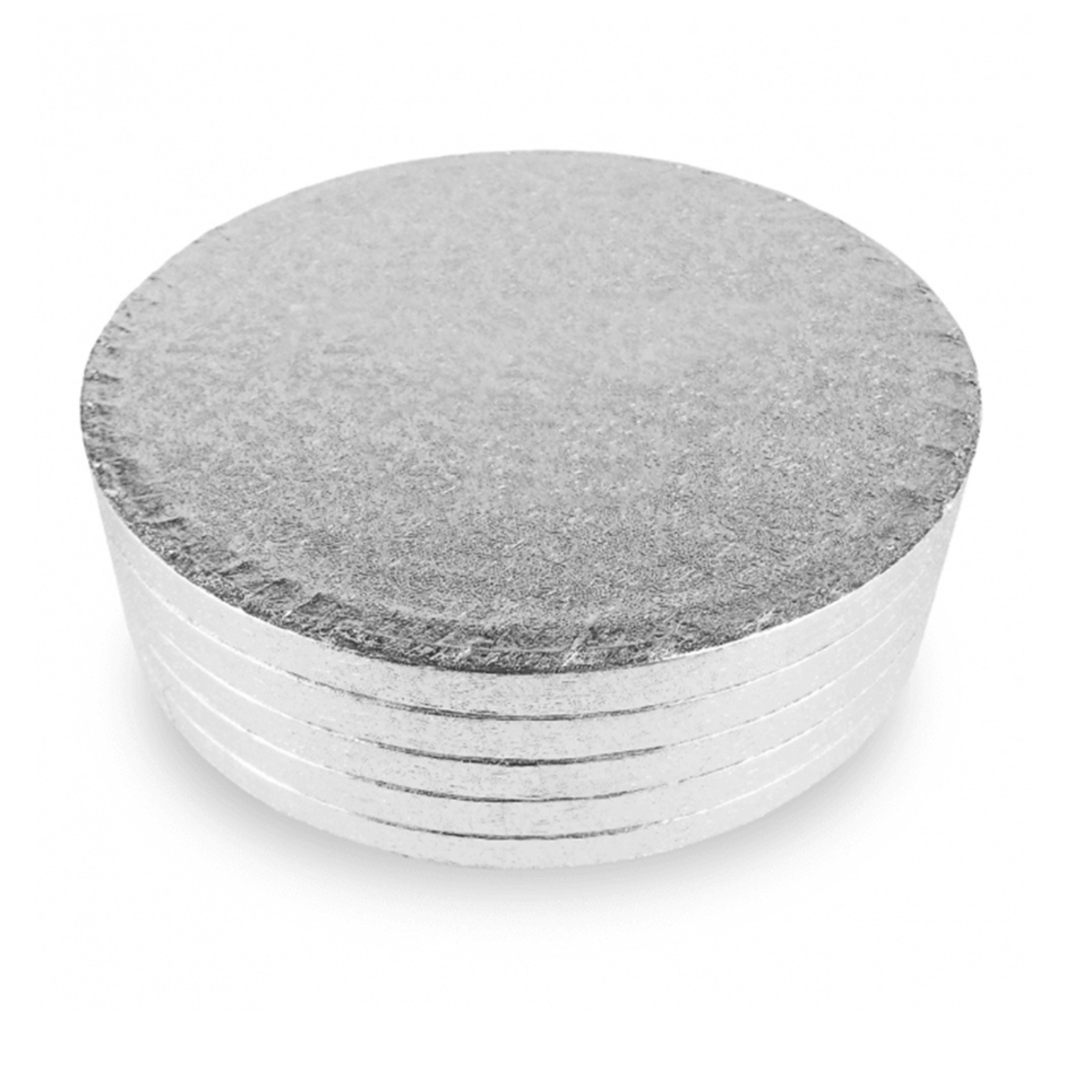 Round Embossed Set of 5 Cake Drums Thick Board Silver 18"