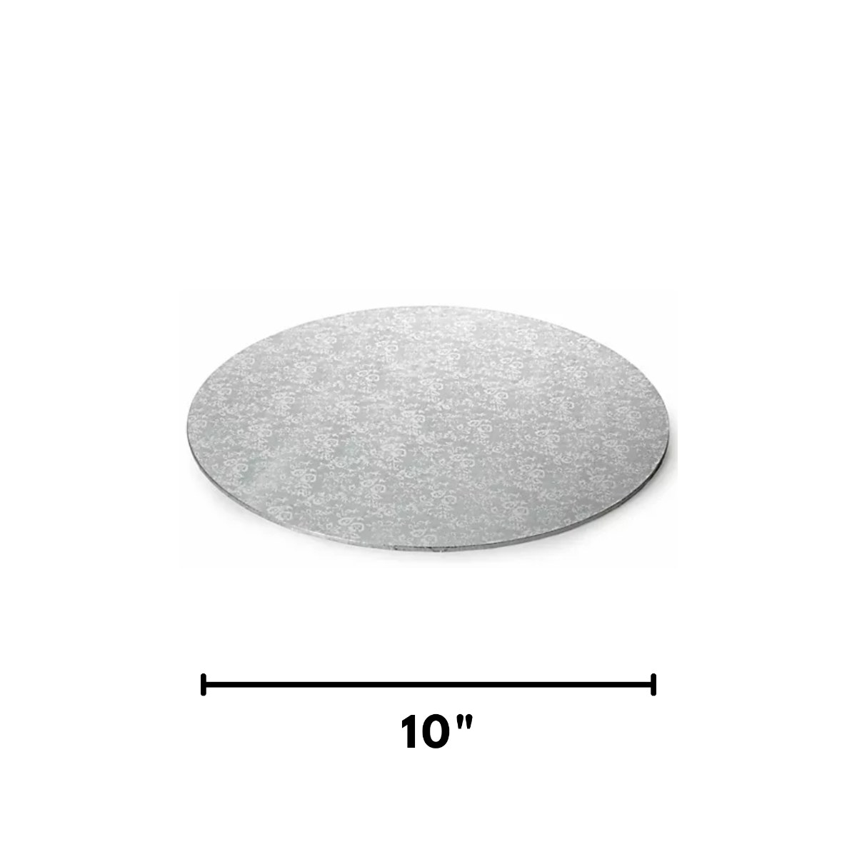 Silver Round Embossed Cake Drum Thin Board 10"