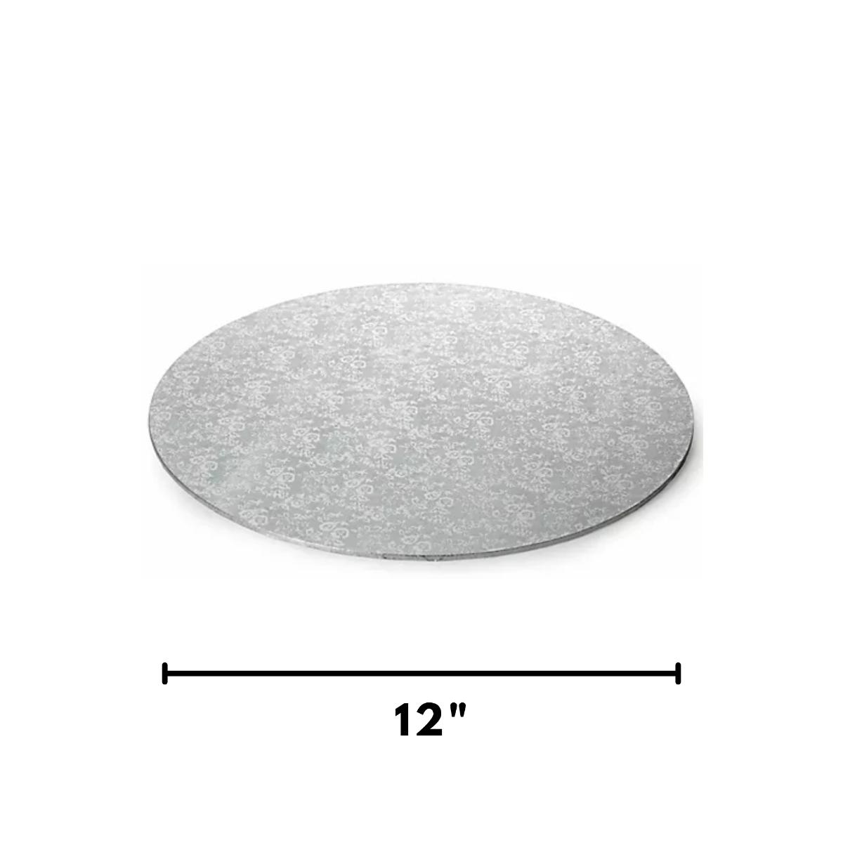 Silver Round Embossed Cake Drum Thin Board 12"
