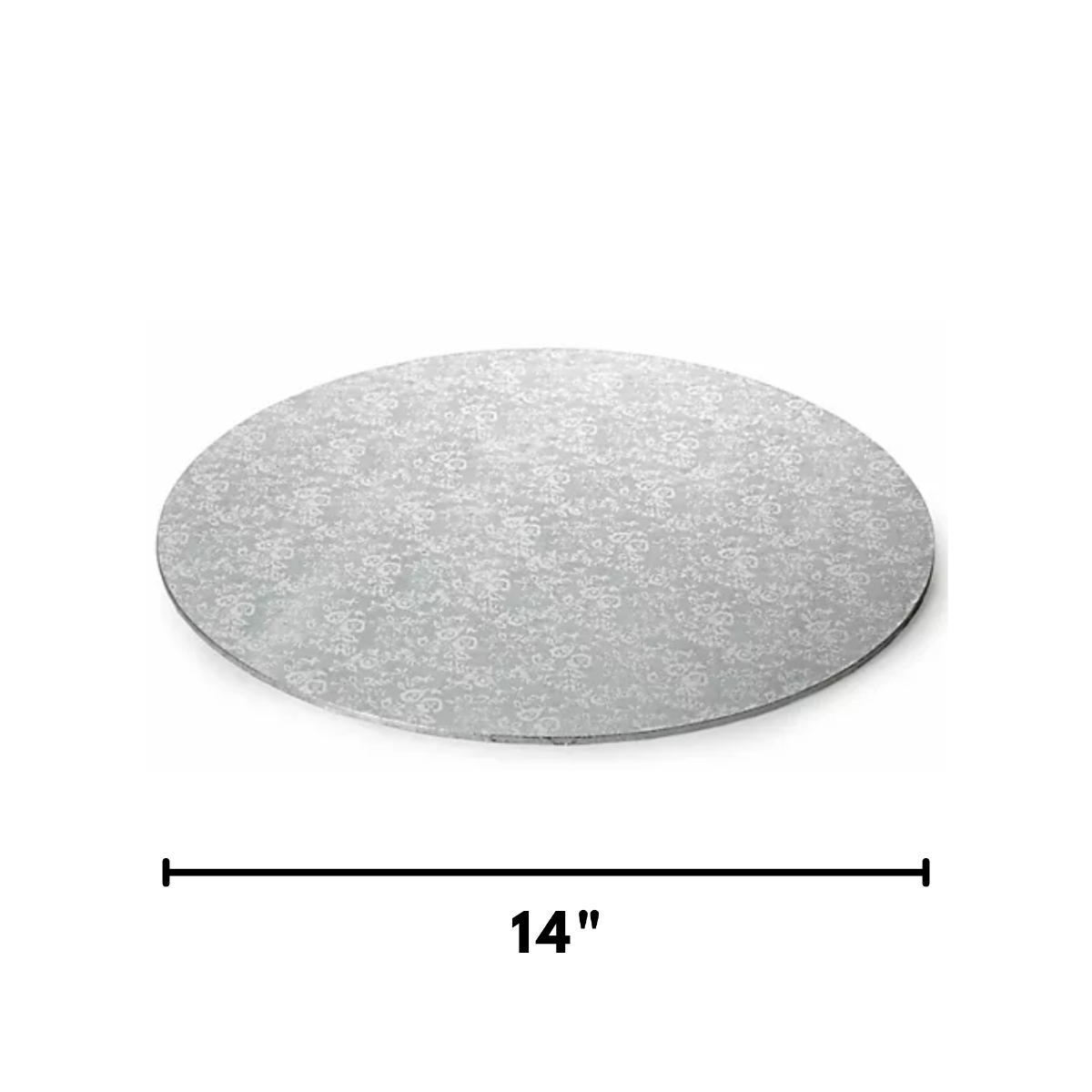 Silver Round Embossed Cake Drum Thin Board 14"
