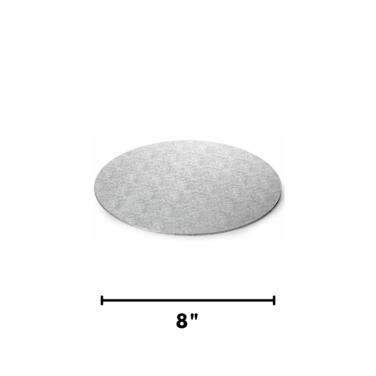 Silver Round Embossed Cake Drum Thin Board 8"