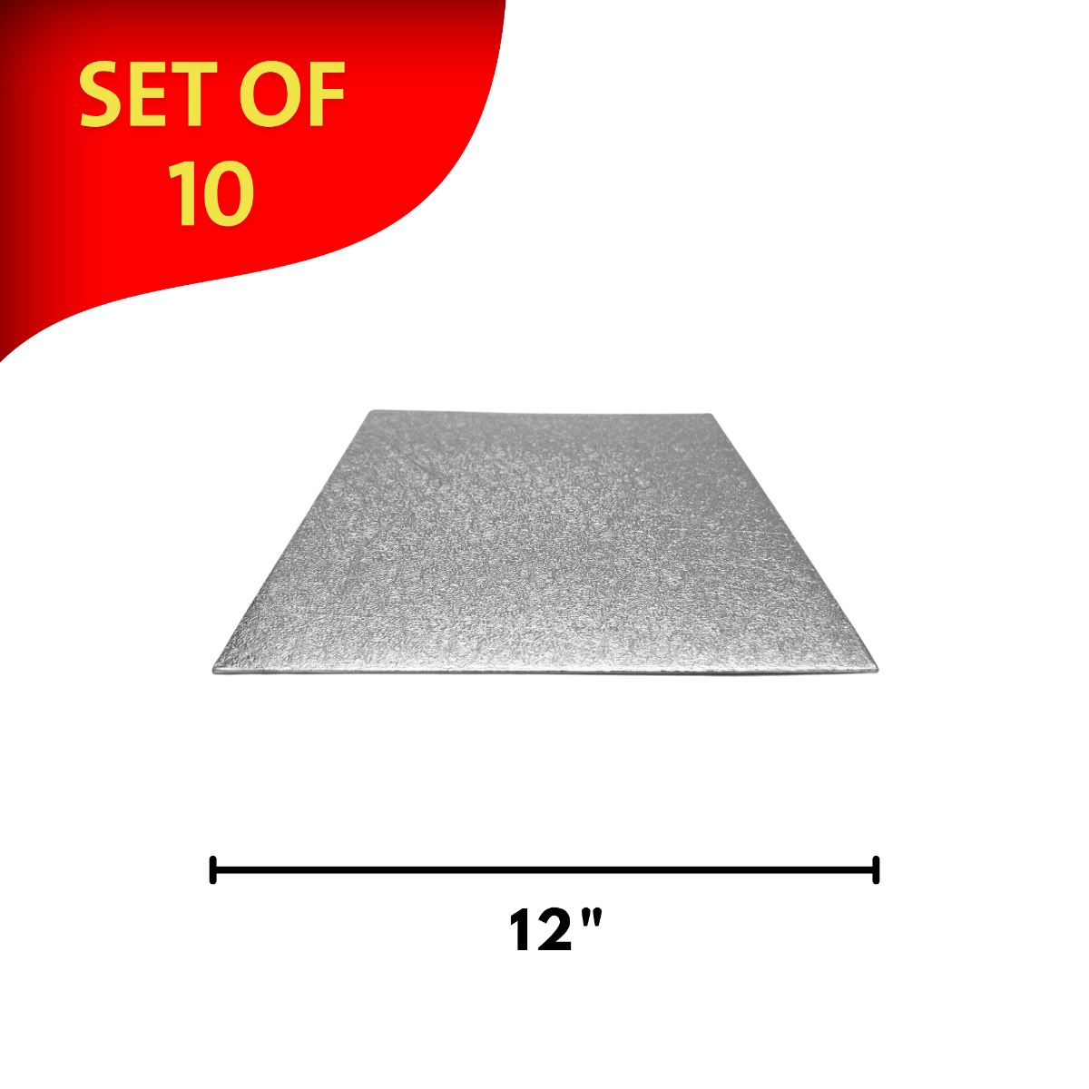 Round Embossed Set of 10 Cake Drums Thin Board Silver 12"