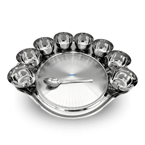 Set of 10 Stainless Steel Serving Relish Dishes