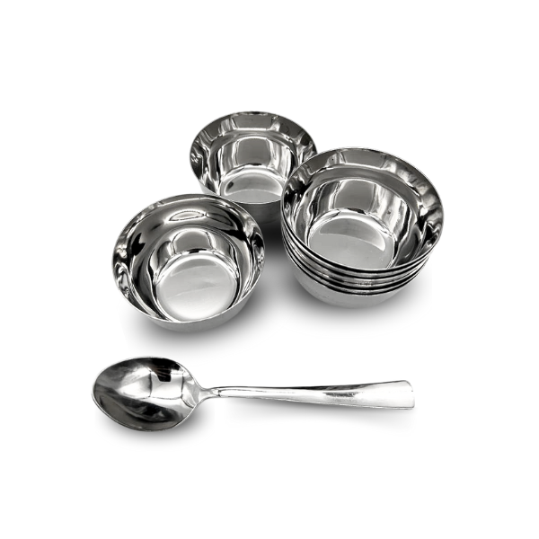 Set of 10 Stainless Steel Serving Relish Dishes