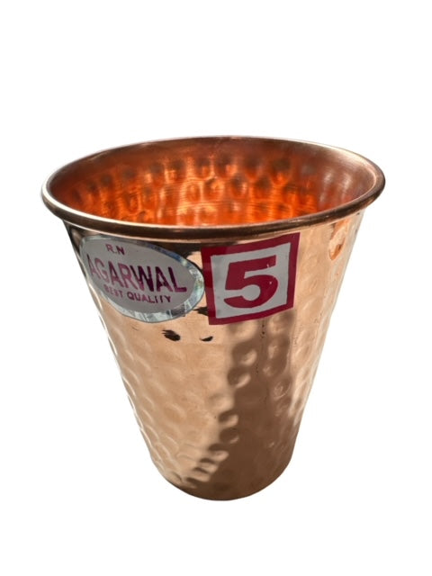 Set of 2 Pure Copper Hand-Hammered Drinking Glasses - No. 5