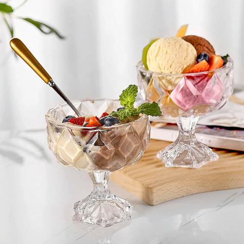 Royal Cuisine Set of 6 Diamond-Shaped Ice Cream Dessert Bowls