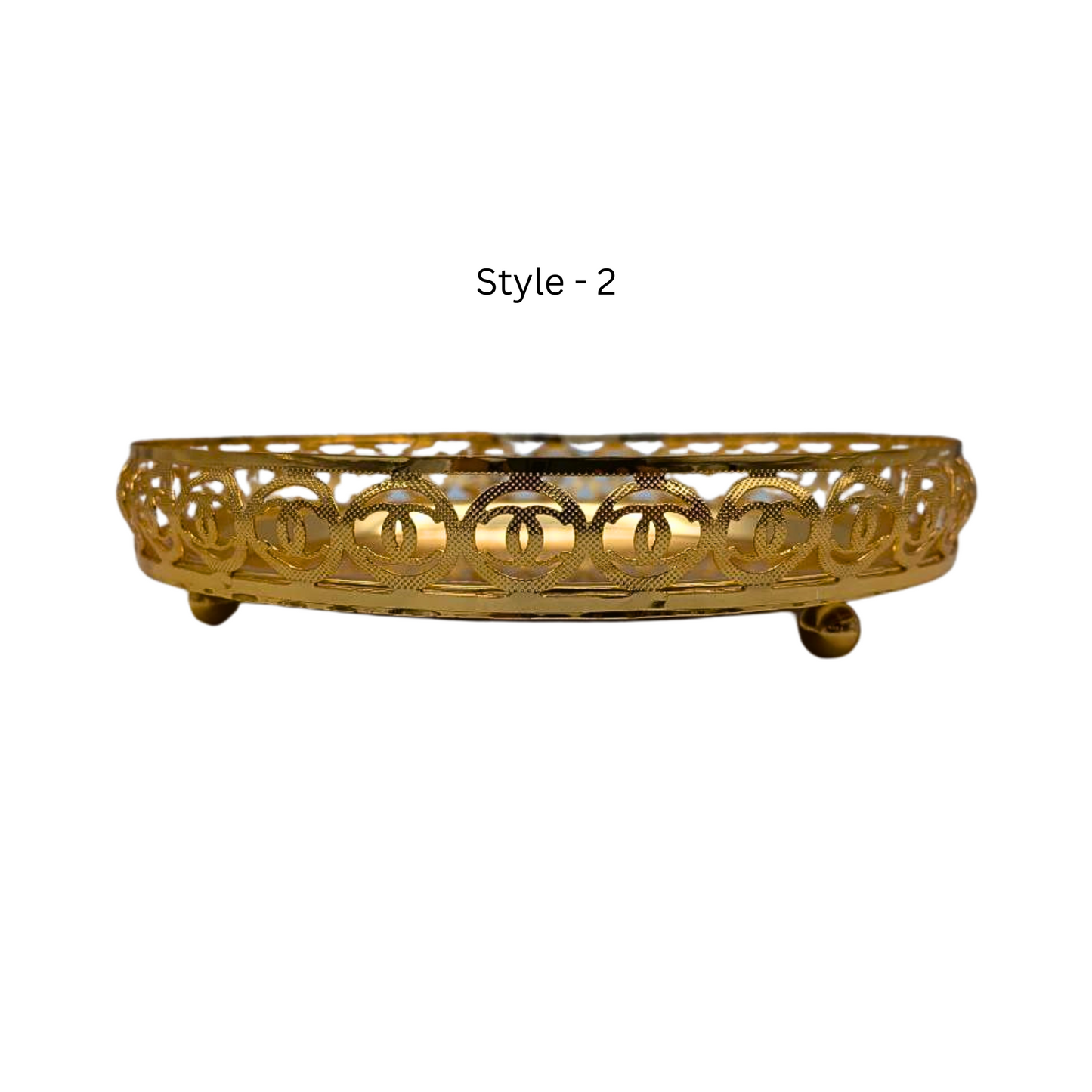 Elegant Golden Chrome Serving Tray – 23cm Diameter, Available in 3 Unique Styles