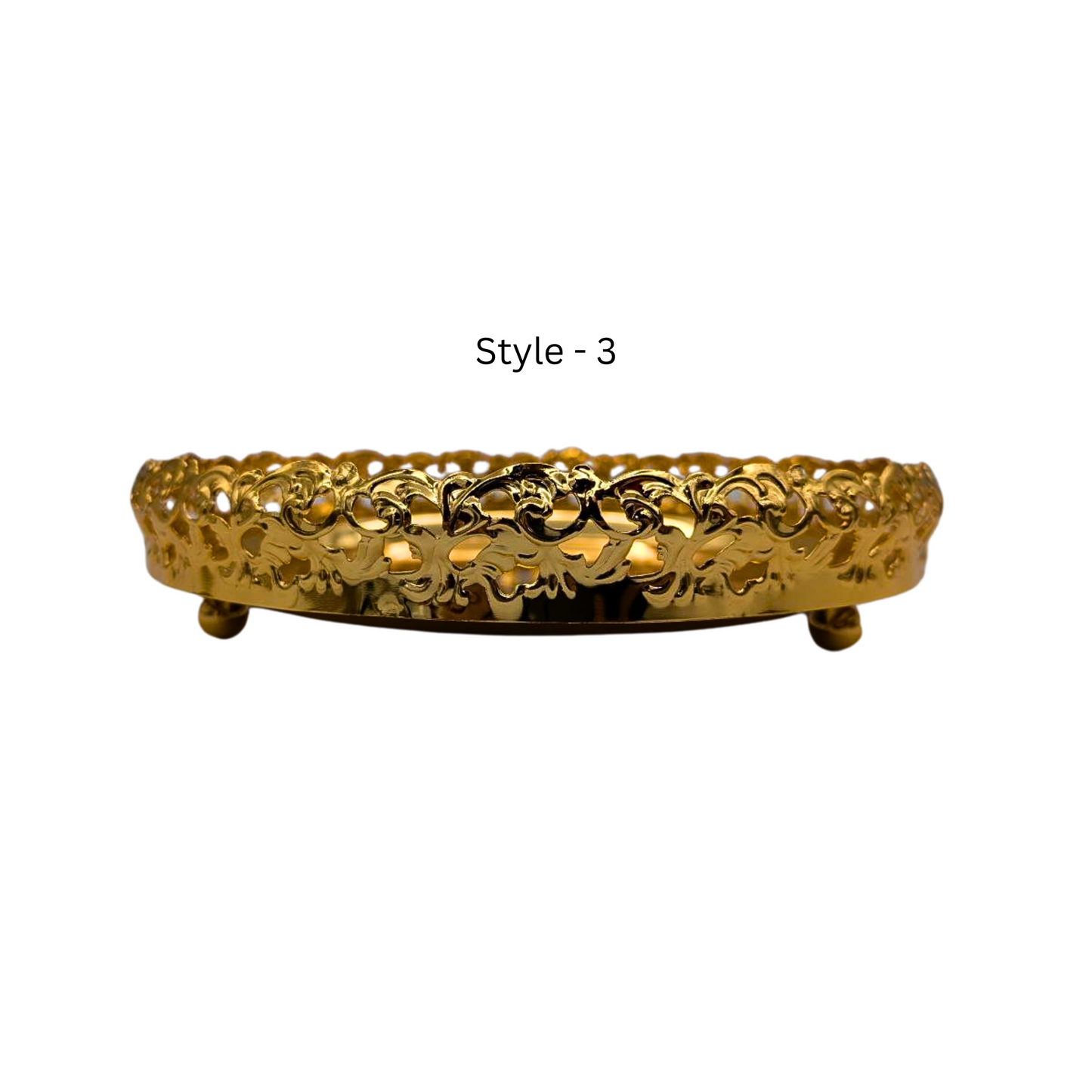 Elegant Golden Chrome Serving Tray – 23cm Diameter, Available in 3 Unique Styles