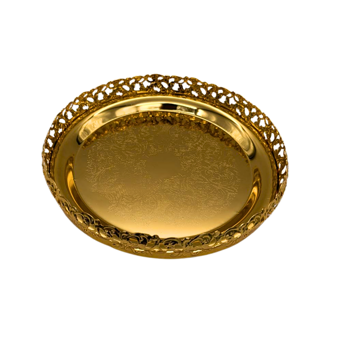 Elegant Golden Chrome Serving Tray – 23cm Diameter, Available in 3 Unique Styles