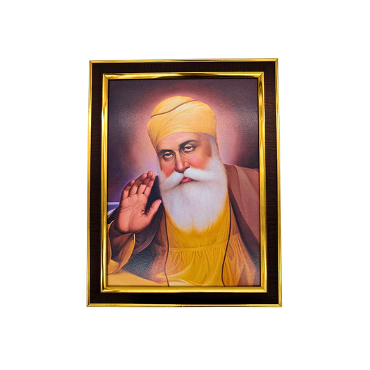 Guru Nanak Dev Ji Religious Portrait with Frame - 35x27cm - Available in Three Colors