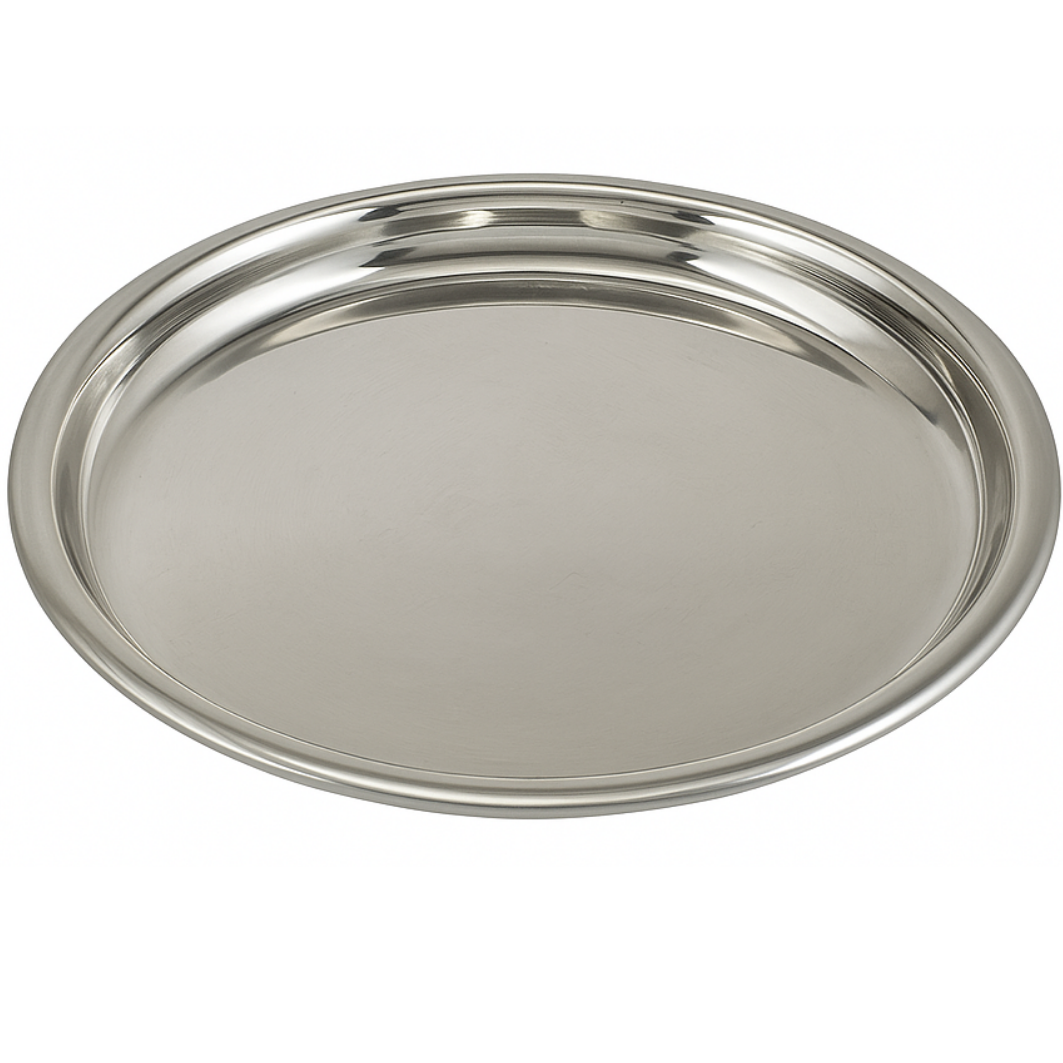 Stainless Steel Plate Thali 36.5cm  Premium Round Mirror Finish Serving & Dining