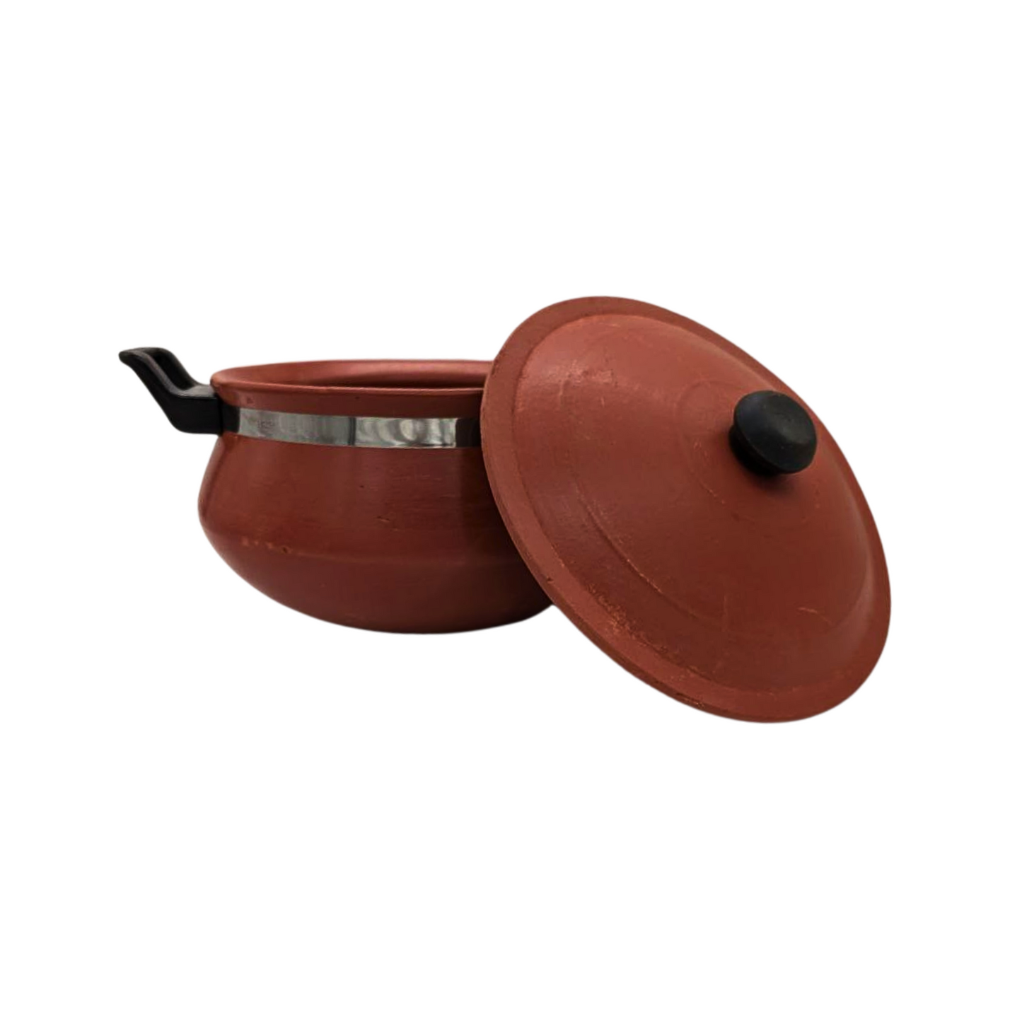 Traditional Clay Handi for Cooking with Lid – 2L & 3L, Plastic Handles