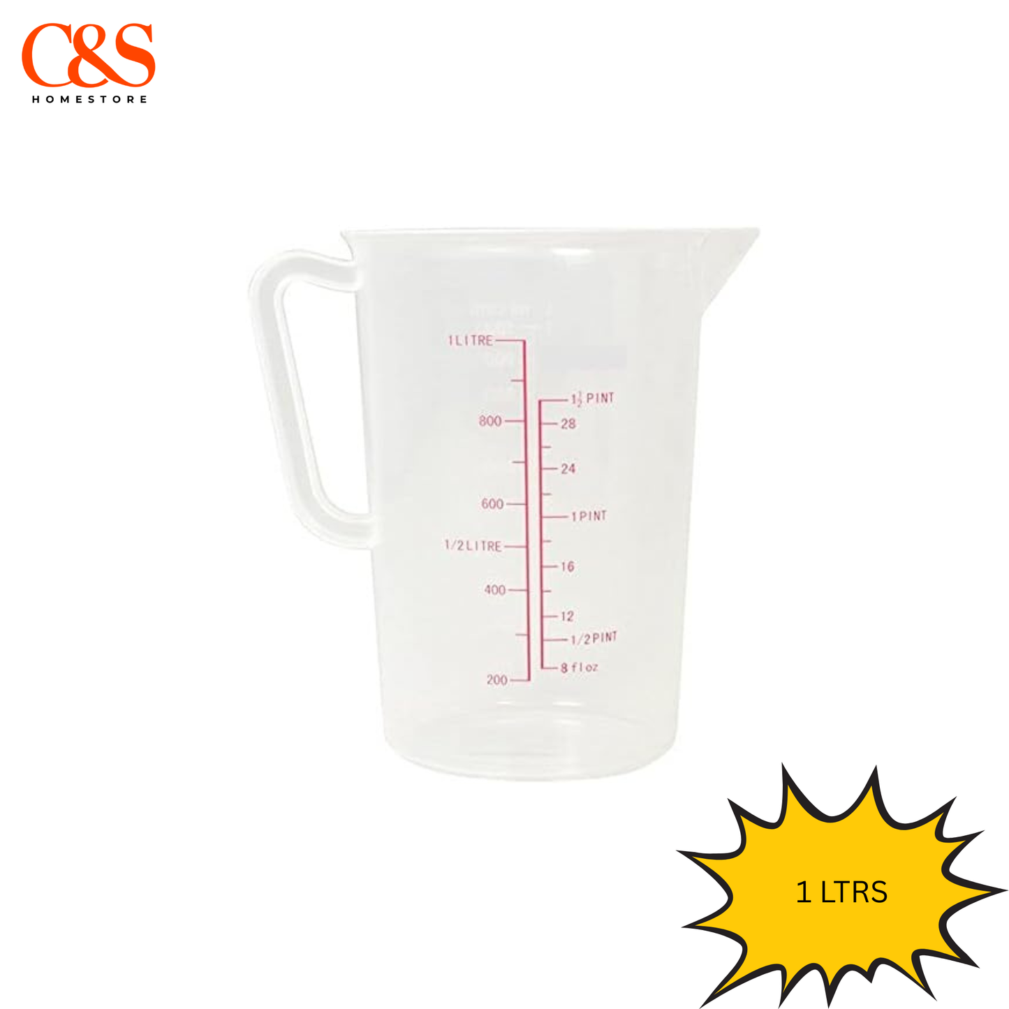 Measuring Jug Plastic Kitchen Bar Polypropylene Measuring Jug 0.5/1/2/3/5Ltr