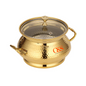 Hammered Brass Matka Serving Handi with Glass Lid – 3 Sizes