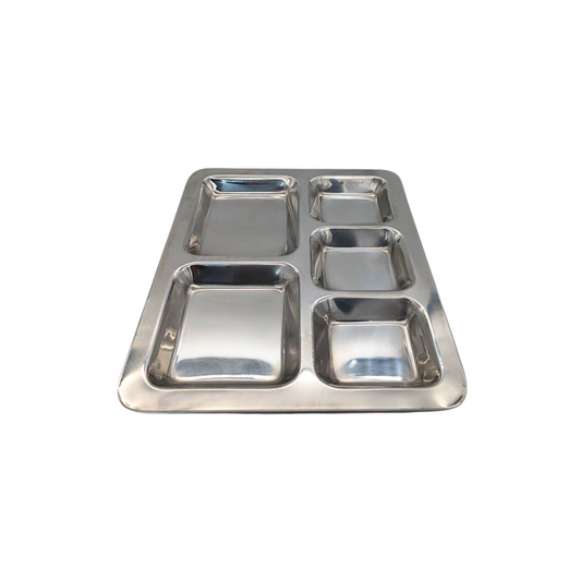 Stainless Steel Langar Thali/Food Tray – Three Variants: 5, 6, and 7 Portions