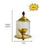 Brass Jyoti Diya Oil / Ghee Lamp with Glass Cover & Lid Traditional Pooja Lamp for Mandir Temple Prayer Room Diwali Decoration Hindu Religious Jyot (Sold Individually, Multiple Sizes)