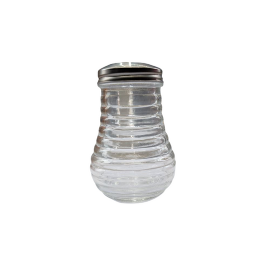 Ribbed Glass Salt & Pepper Shakers - Beehive Style - 7oz Capacity