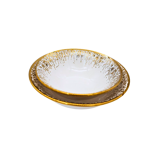 Elegant White and Gold Round Crockery Bowl - Available in 14cm and 17cm