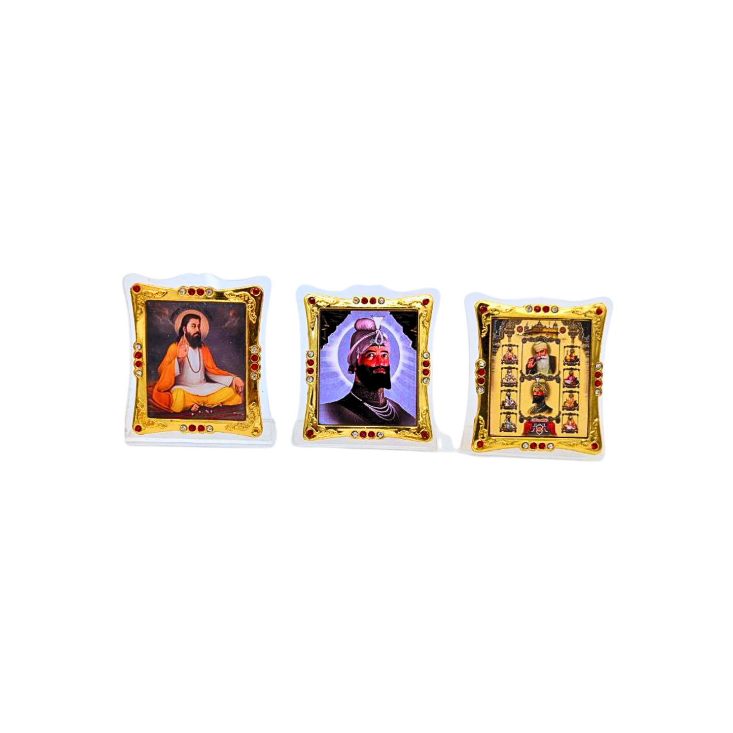 Compact Sikh Guru Picture with Free-Standing Frame Religious– 3 Sacred Options 6x7cm