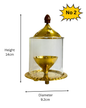 Brass Jyoti Diya Oil / Ghee Lamp with Glass Cover & Lid Traditional Pooja Lamp for Mandir Temple Prayer Room Diwali Decoration Hindu Religious Jyot (Sold Individually, Multiple Sizes)