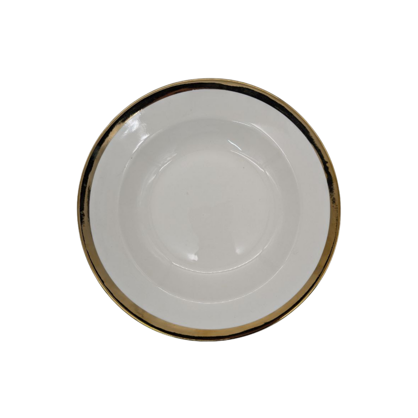 Off-White Crockery Soup Plate with Golden Border – 23cm Diameter