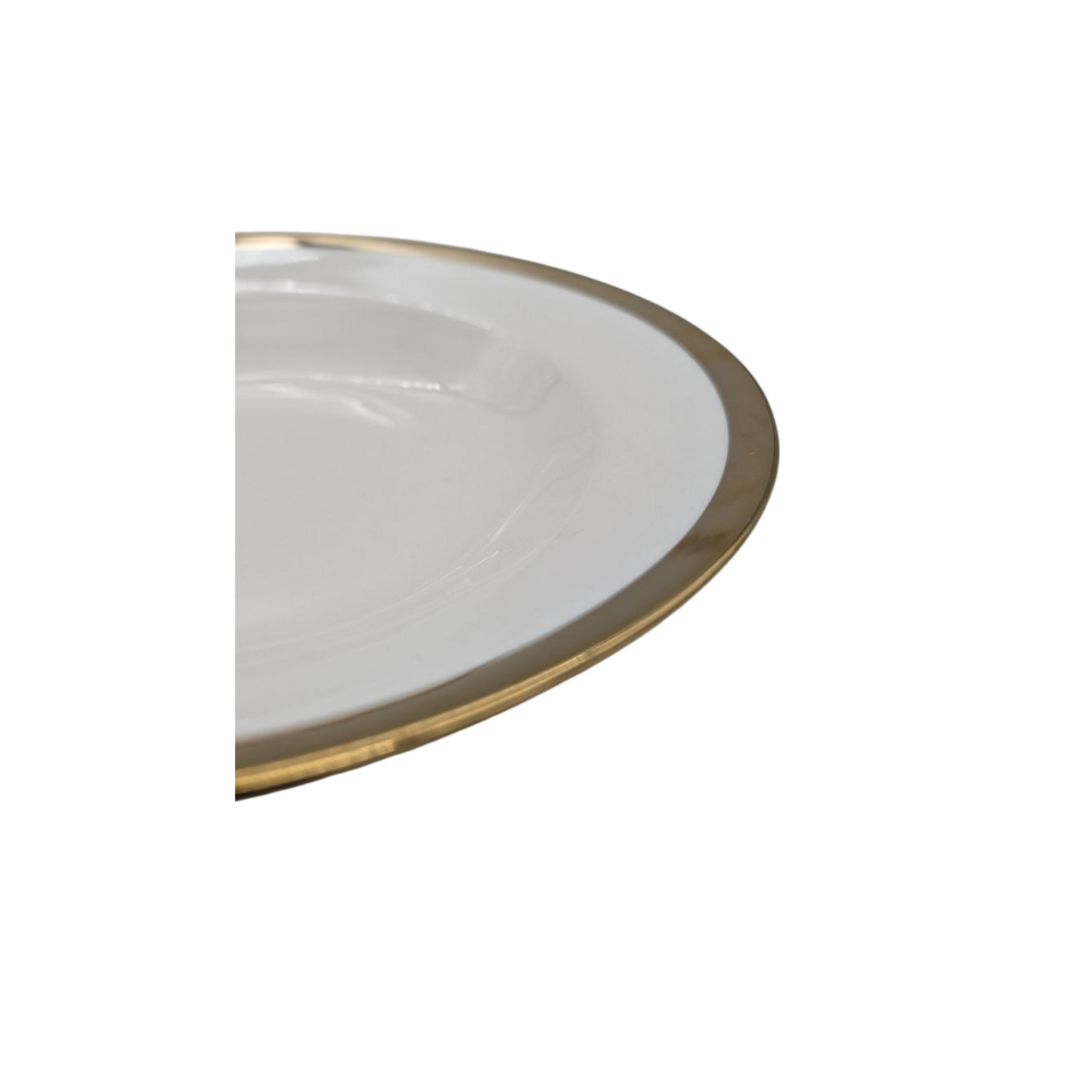 Off-White Crockery Soup Plate with Golden Border – 23cm Diameter