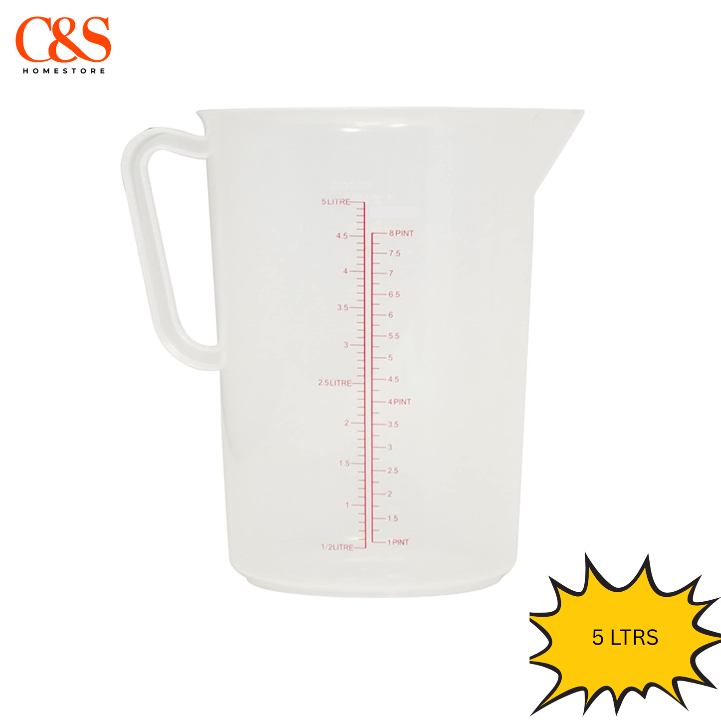 Measuring Jug Plastic Kitchen Bar Polypropylene Measuring Jug 0.5/1/2/3/5Ltr