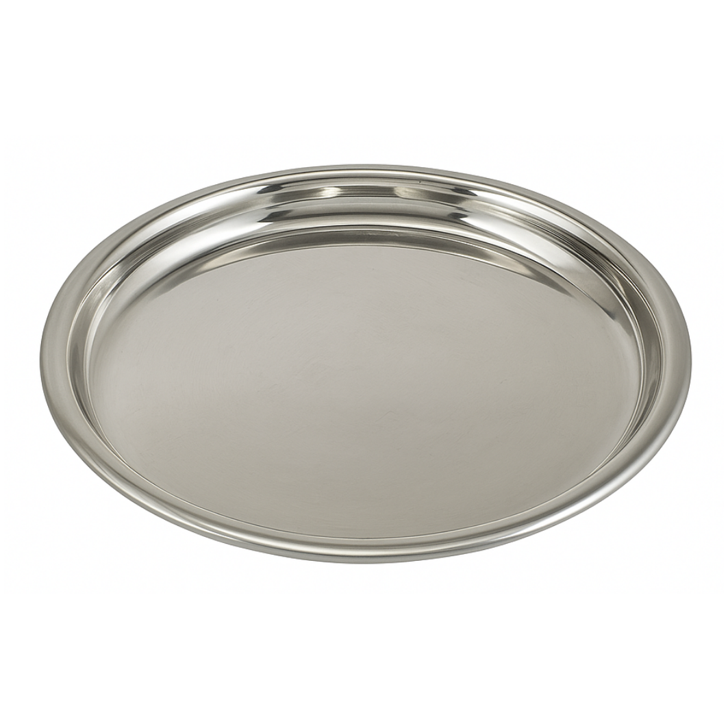 Stainless Steel Plate Thali 36.5cm  Premium Round Mirror Finish Serving & Dining