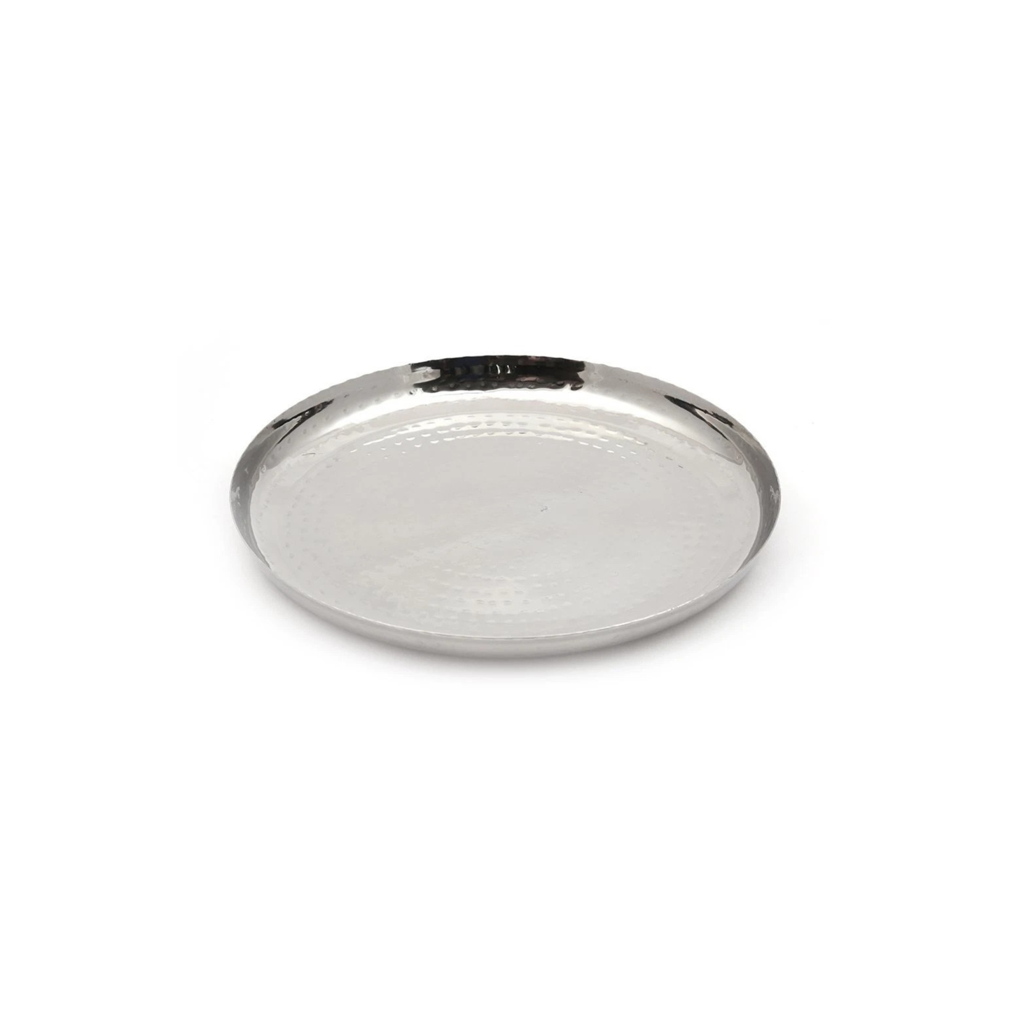 Stainless Steel Hammered Plate 28cm – Premium Round Serving & Dining Plate