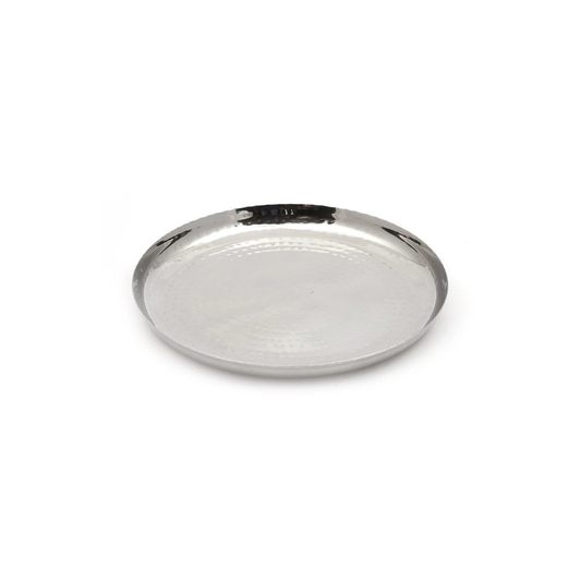 Stainless Steel Hammered Plate 28cm – Premium Round Serving & Dining Plate