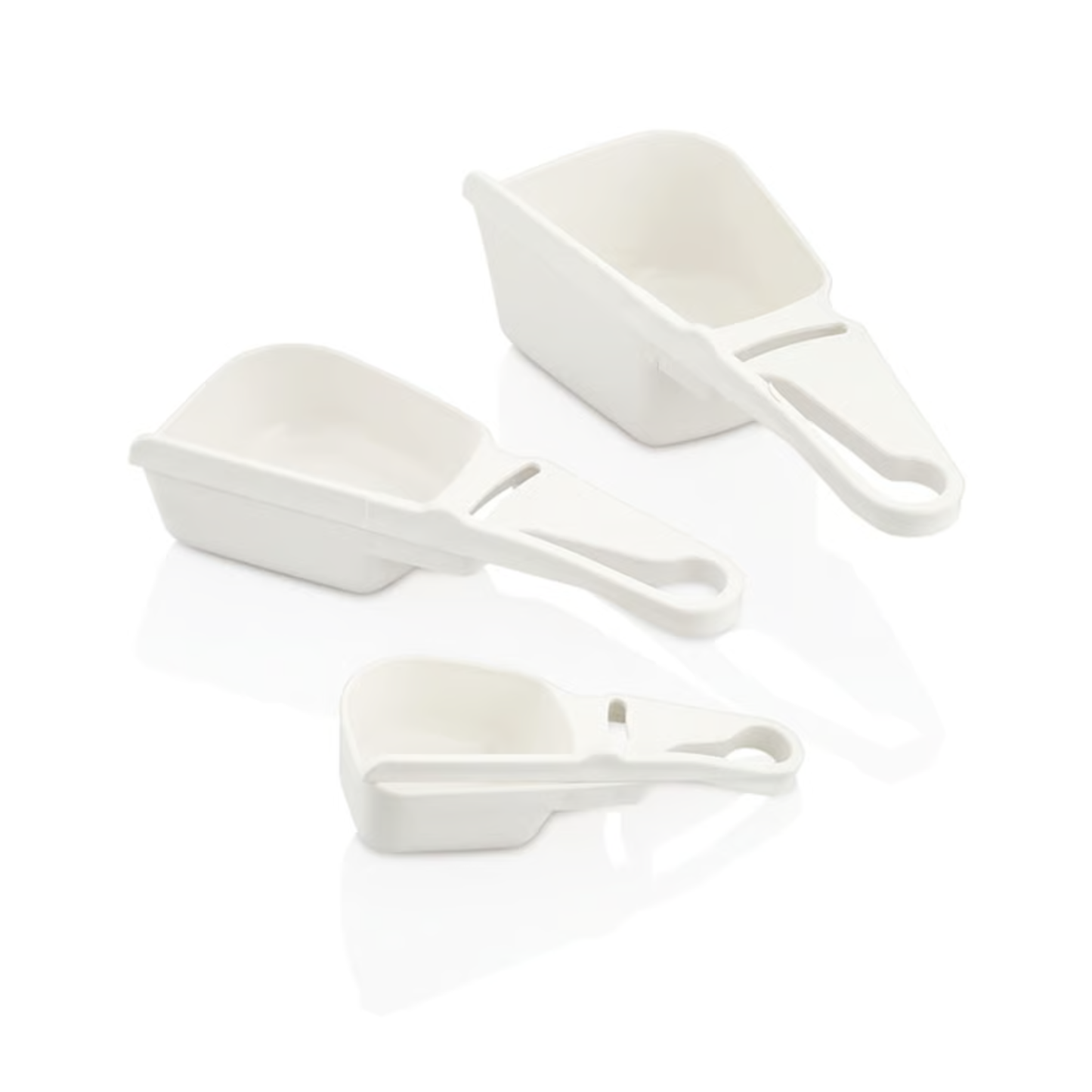 Set of 3 Plastic Measuring Scoops with Sliding Leveler 60ml 120ml 240ml