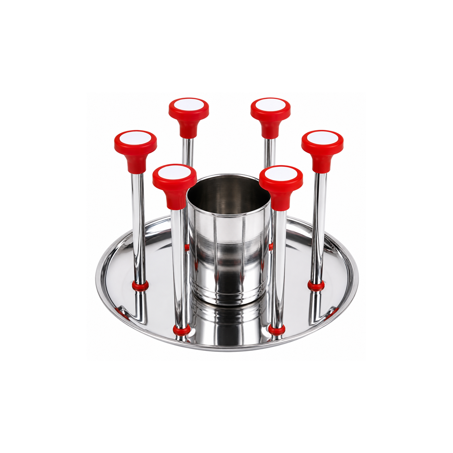 Stainless Steel Glass and Spoon Stand Set with Tray Kitchen 21cm x 12cm