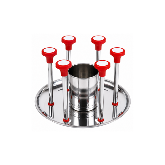 Stainless Steel Glass and Spoon Stand Set with Tray Kitchen 21cm x 12cm