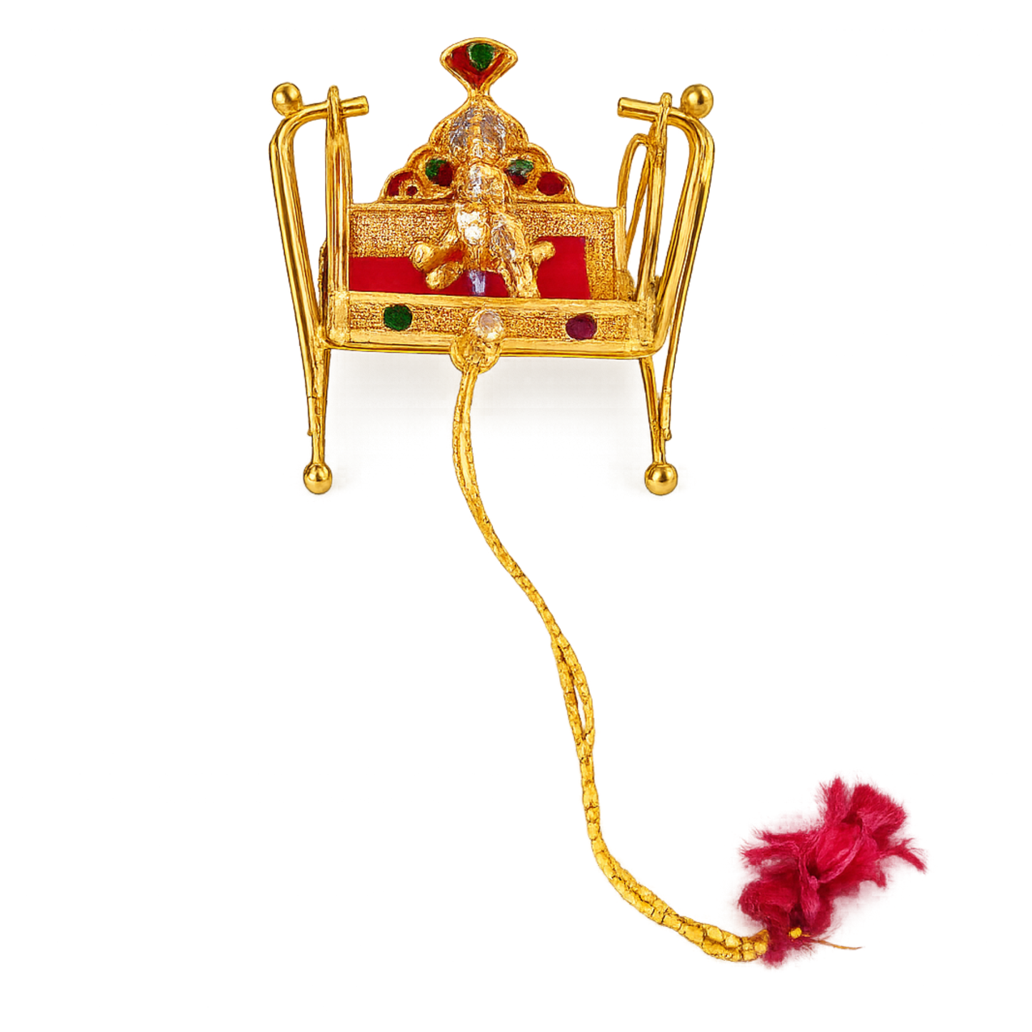 Bal Krishna Jhula with Laddu Gopal Idol, Decorative Golden Swing for Home Mandir