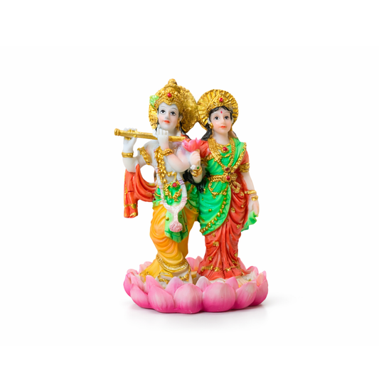 Radha Krishna Idol Resin 9cm Decorative Hindu God Statue for Home Mandir